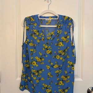 Anthropologie x Pleione Floral Blue Sleeveless Top